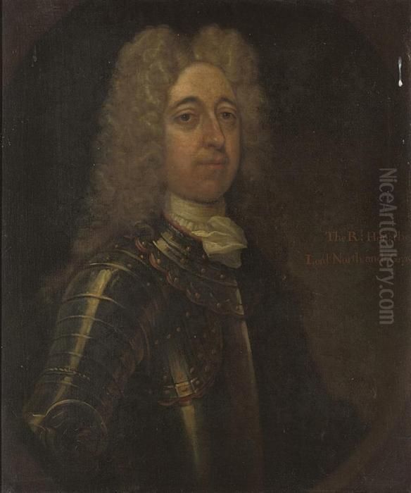 Portrait Of Charles, 5th Lord 
North (1635-1691), Half-length, Inarmour, In A Feigned Oval Oil Painting by Sir Godfrey Kneller
