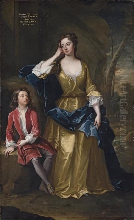 Portrait Of Isabella, Duchess Of
 Grafton (c. 1688-1723) And Her Soncharles Fitzroy, Later 2nd Duke Of 
Grafton (1683-1757) Oil Painting by Sir Godfrey Kneller
