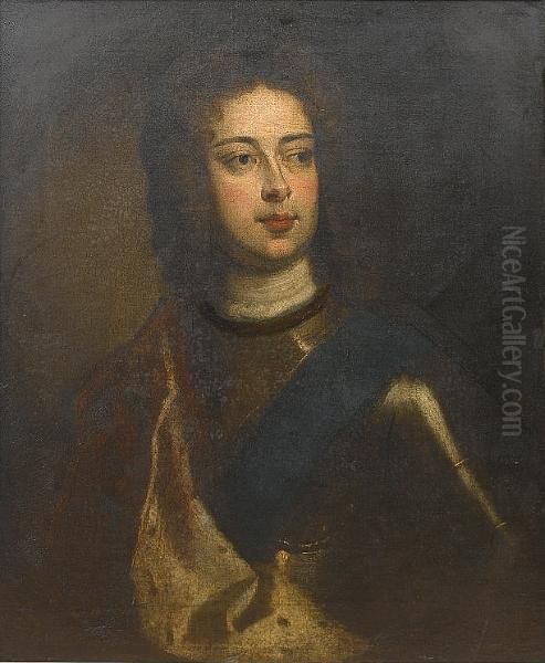 Portrait Of John Churchill, 1st 
Duke Of Marlborough, Bust-length, In Armour With An Ermine Trimmed Robe 
And A Sash Of The Order Of The Garter Oil Painting by Sir Godfrey Kneller