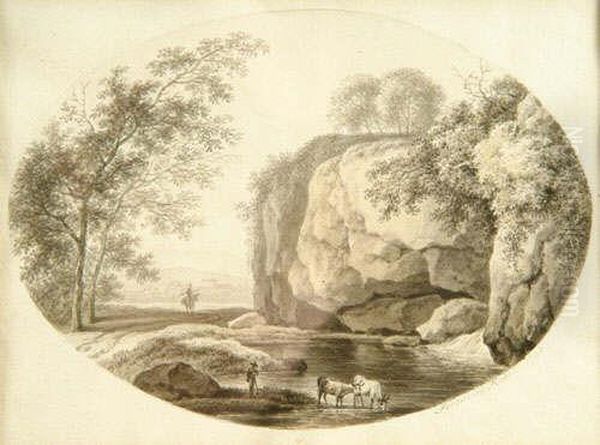 Swiss Landscape Oil Painting by Ferdinand Kobell