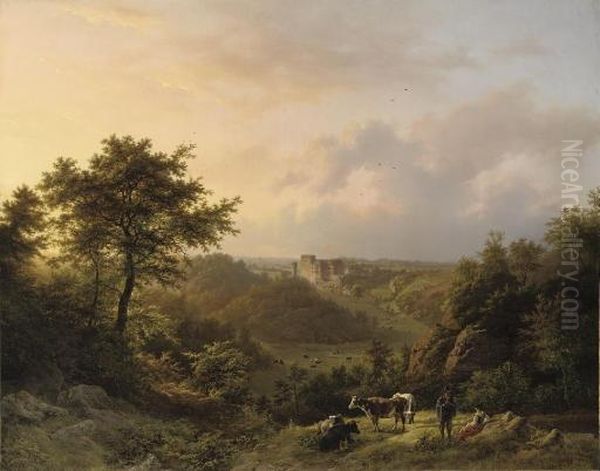 Paysage Montagneux Dans Le 
Grand-duche De Luxembourg: The Stronghold Hollenfels, Luxembourg Oil Painting by Barend Cornelis Koekkoek