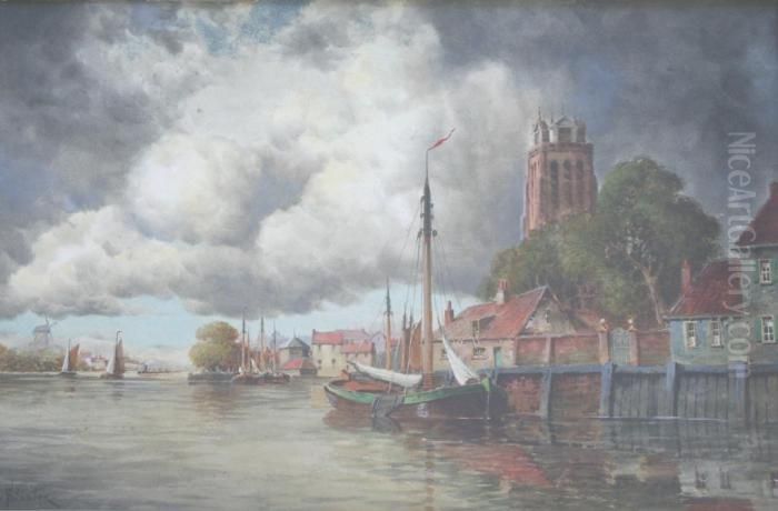 Dordrecht Oil Painting by Hermanus Jr. Koekkoek