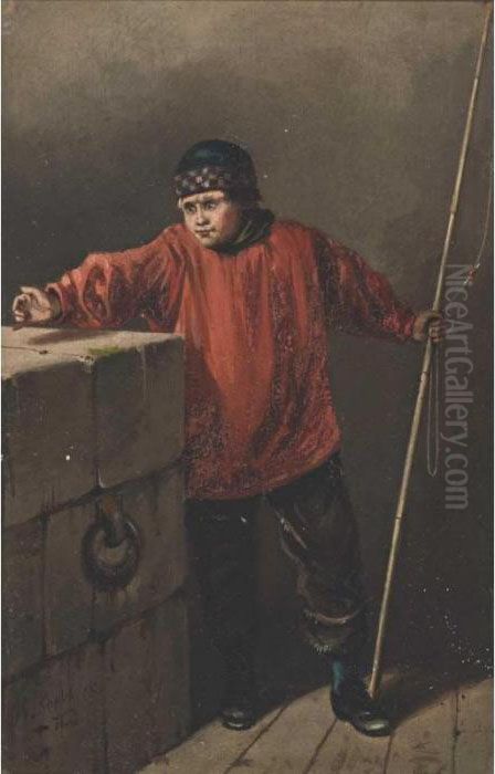 Fisherboy Oil Painting by Hermanus Jr. Koekkoek