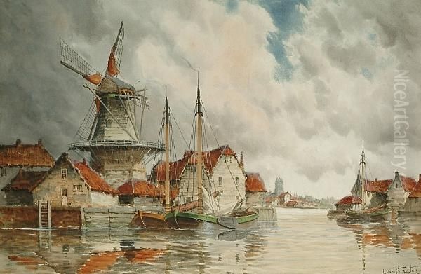 Dortrecht Oil Painting by Hermanus Jr. Koekkoek