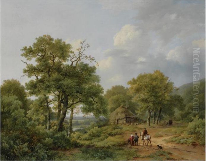 Travellers Near The Wylermeer, Beek Oil Painting by Marianus Adrianus Koekkoek
