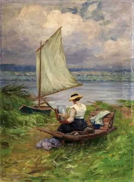 Near Lake Constance Oil Painting by Alexander Max Koester