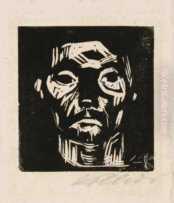 Kleinermannerkopf Ohne Hande Oil Painting by Kathe Kollwitz