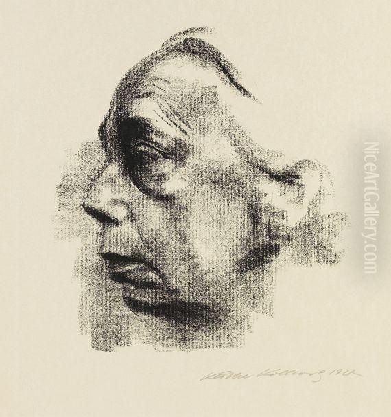 Selbstbildnis Im Profil. Oil Painting by Kathe Kollwitz