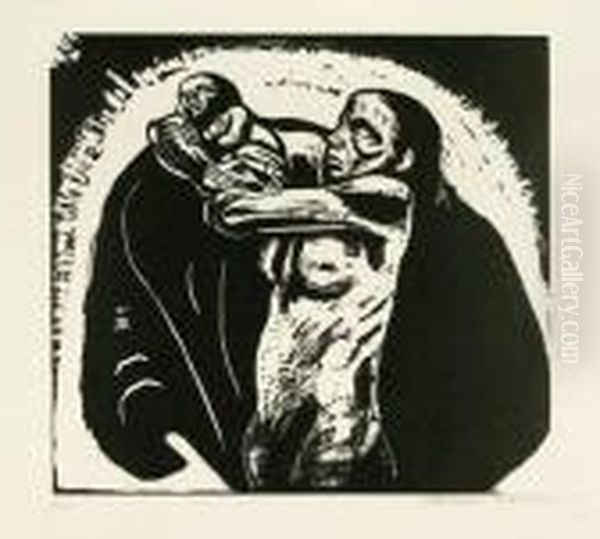 Darstellung); 47,5 X 66,5 Cm 
(blattgrose, Der Bogen Deutlich Groser Als Bei Knesebeck Angegeben) Oil Painting by Kathe Kollwitz
