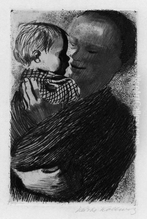 Vor Der Numerierten Auflage Von 
1918 Und Der Gestochenen Schrift Und Verlagsadresse Im Unteren 
Plattenrand Oil Painting by Kathe Kollwitz