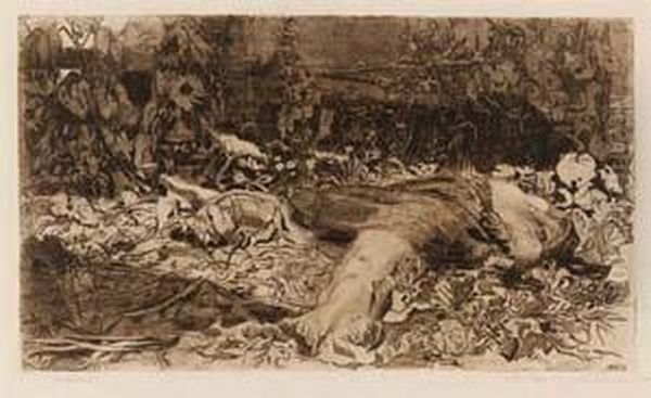 Vergewaltigt, (1907/'21) Oil Painting by Kathe Kollwitz