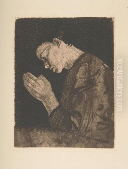 Betendes Madchen. Oil Painting by Kathe Kollwitz