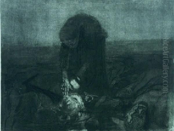 Schlachtfeld Oil Painting by Kathe Kollwitz