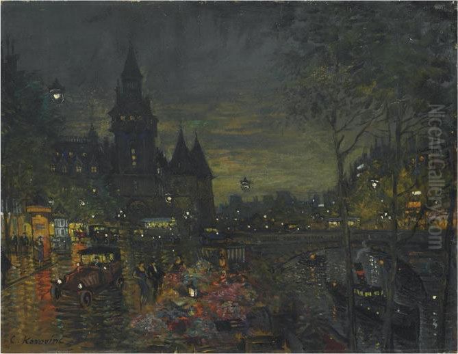 Le Pont Neuf, Paris Oil Painting by Konstantin Alexeievitch Korovin