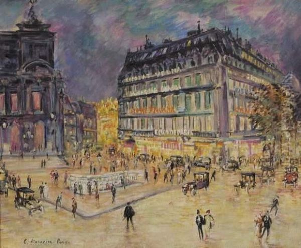 La Place De L'opera Oil Painting by Konstantin Alexeievitch Korovin