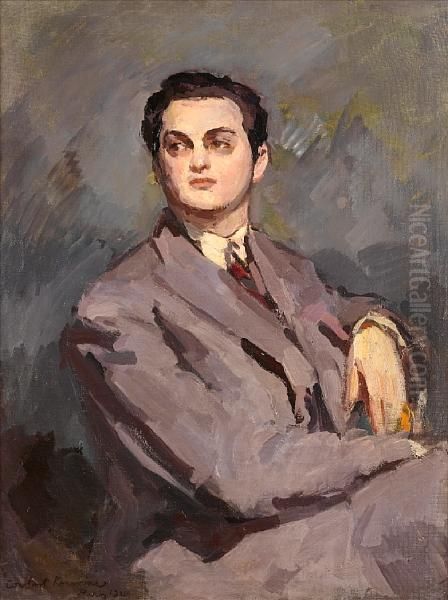 Portrait Of Mikhail Benois Oil Painting by Konstantin Alexeievitch Korovin