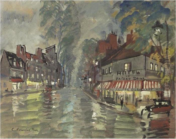 La Descente De Montreuil Oil Painting by Konstantin Alexeievitch Korovin