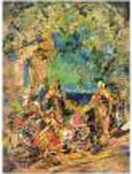 Stage Design For 'le Corsair' Oil Painting by Konstantin Alexeievitch Korovin