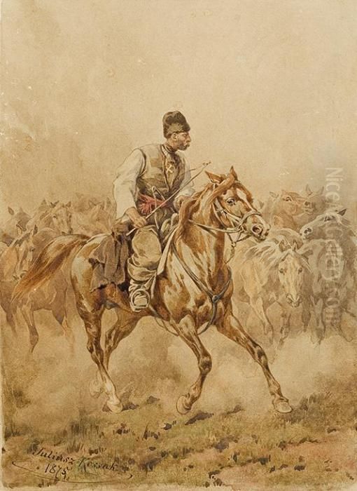 Horse-boy Oil Painting by Juliusz Kossak