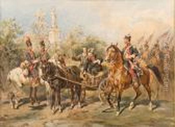 Rewizja W Drodze Oil Painting by Juliusz Kossak