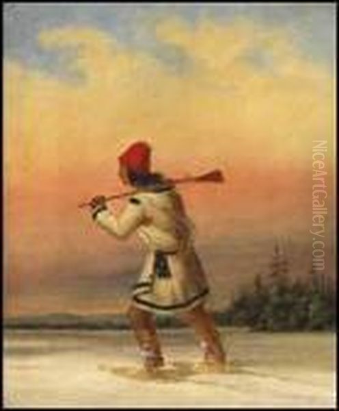 Indian Trapper Oil Painting by Cornelius David Krieghoff