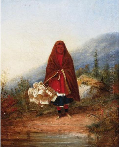 Indian Basket Seller Oil Painting by Cornelius David Krieghoff