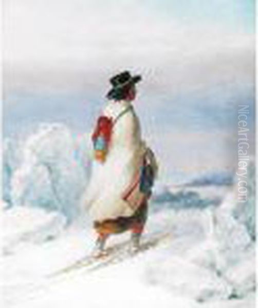 Indian Woman Moccasin Seller Oil Painting by Cornelius David Krieghoff