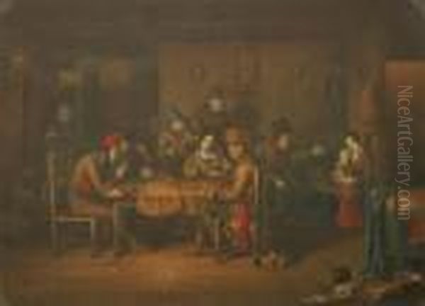 Habitant Interior Oil Painting by Cornelius David Krieghoff