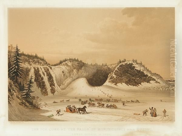 The Ice Cone At The Falls Of Montmorency Nearquebec, Lower Canada Oil Painting by Cornelius David Krieghoff