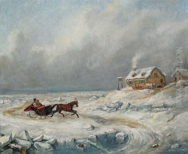 Ice Road, Near Quebec Oil Painting by Cornelius David Krieghoff