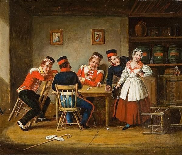 Dolly's Tavern, St.james St. Montreal Oil Painting by Cornelius David Krieghoff