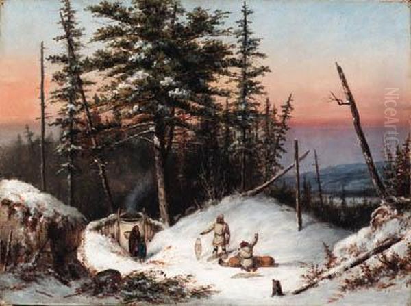 Trappers On The Frontier Oil Painting by Cornelius David Krieghoff