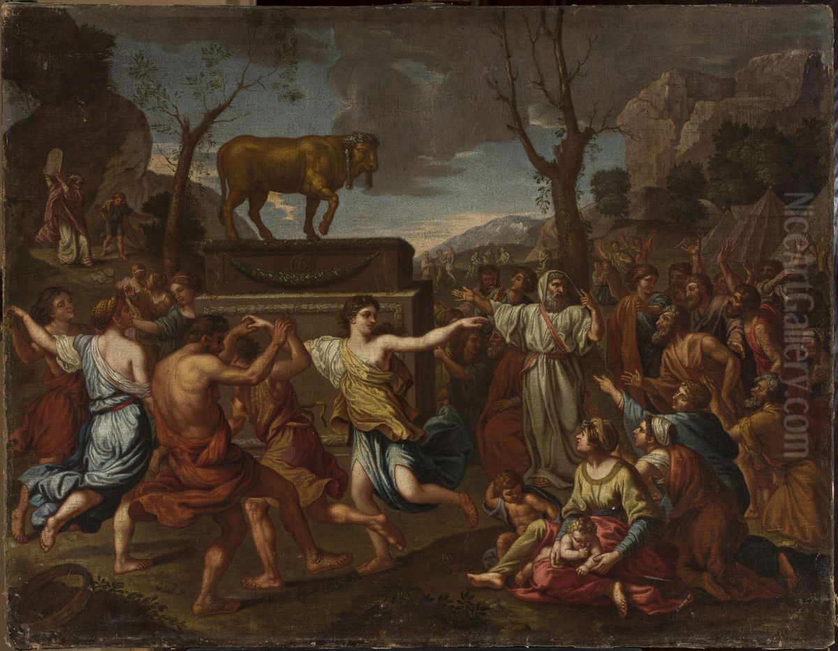 Adoration of the Golden Calf Oil Painting by Nicolas Poussin