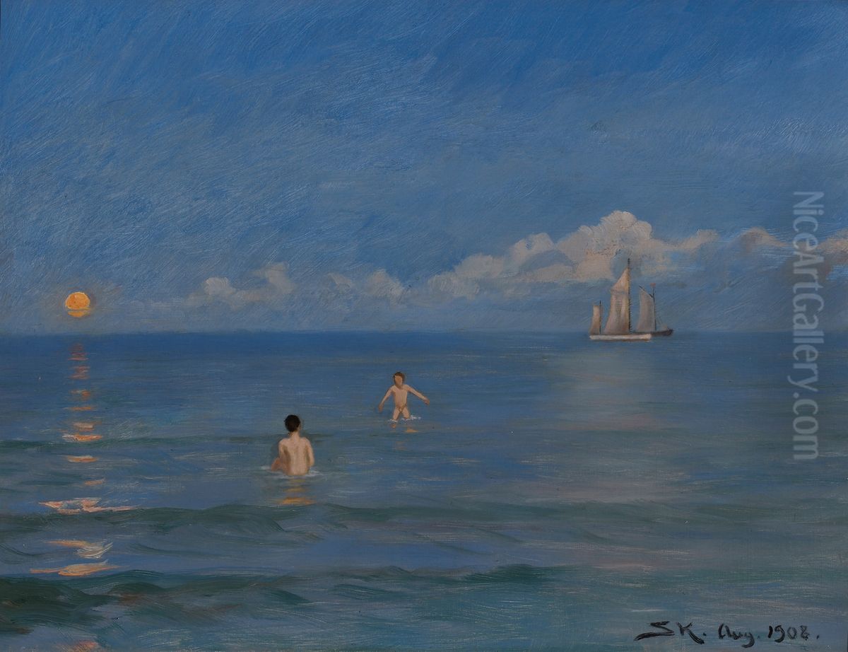 Badende Drenge Oil Painting by Peder Severin Kroyer
