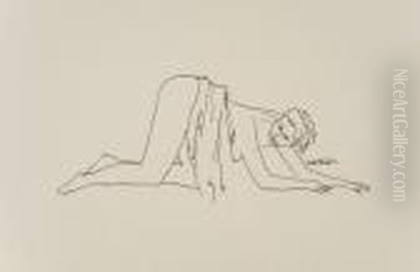 Crouching Nude Oil Painting by Walt Kuhn