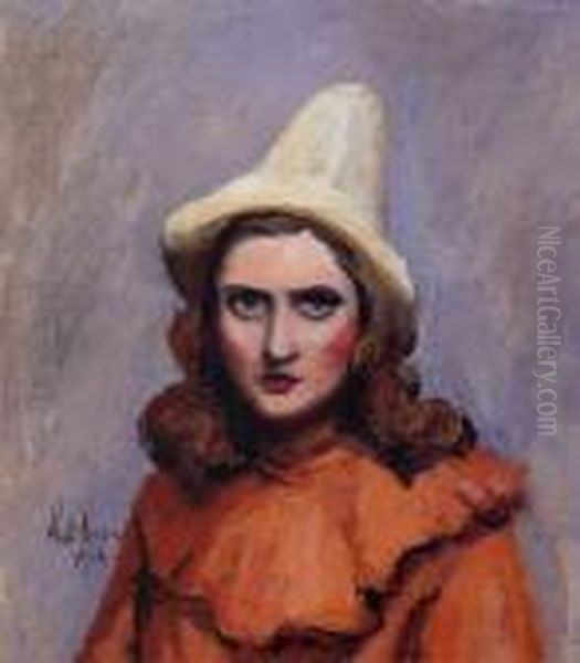 Girl In A Clown Suit Oil Painting by Walt Kuhn