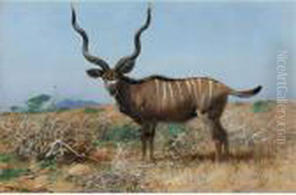 Antelope Oil Painting by Wilhelm Kuhnert