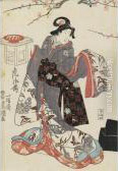 Kabuki Actors Oil Painting by Gototei Kunisada