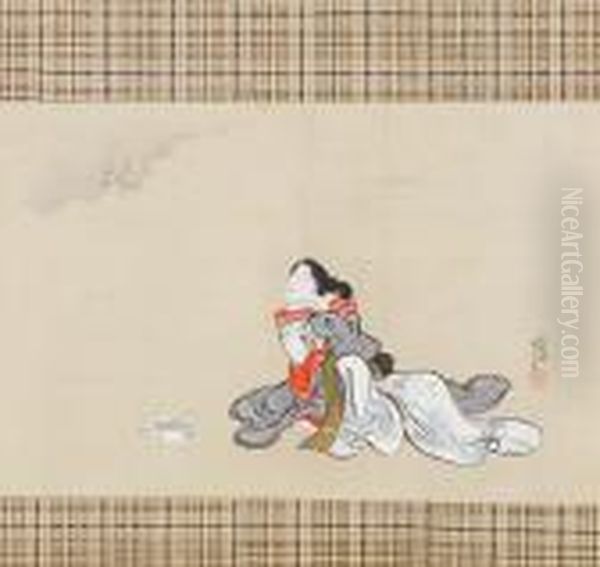 Acourtesan At Her Morning Toilette Oil Painting by Gototei Kunisada