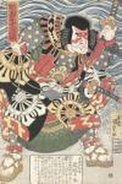 Two Prints From The Series Suikoden Goketsu Hyakuhachi Jin'ichi Ko Oil Painting by Gototei Kunisada