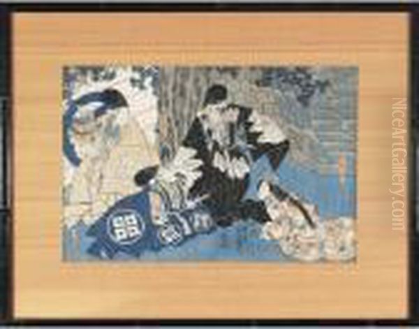 Two Ukioyo-e Woodblock Prints Oil Painting by Gototei Kunisada