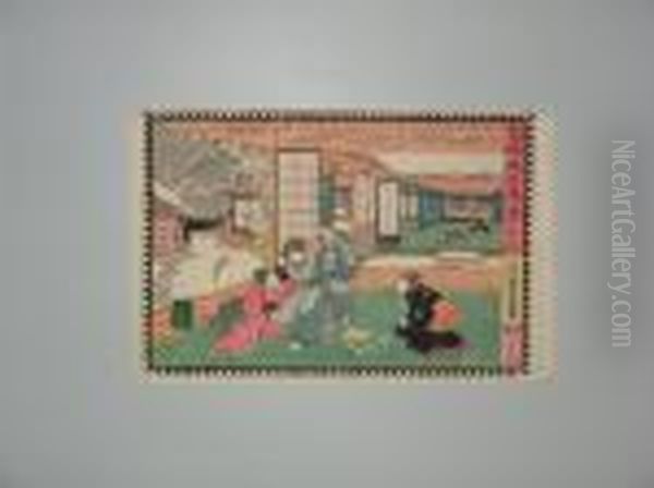 Serie Des 47 Ronin, Neuvieme Acte Oil Painting by Gototei Kunisada