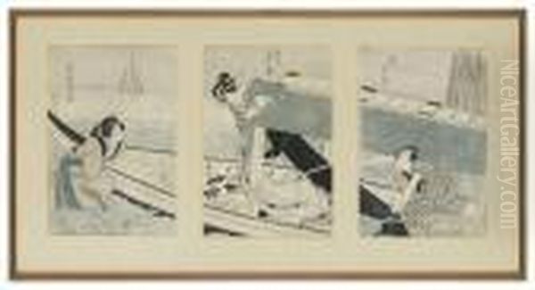 Overfall I Bat Oil Painting by Gototei Kunisada