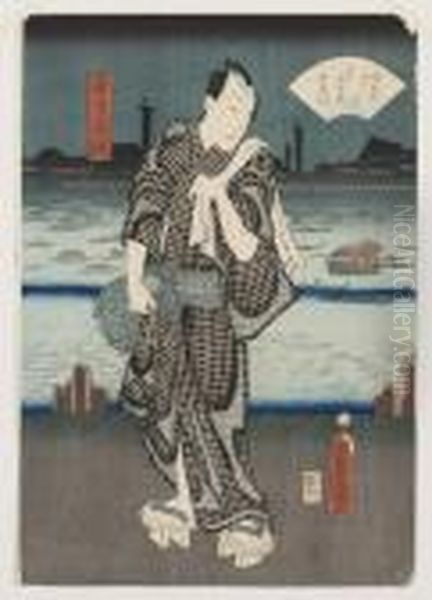 Skadespelarportratt Oil Painting by Gototei Kunisada