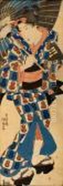 Smoking Box And A Teacher Oil Painting by Gototei Kunisada