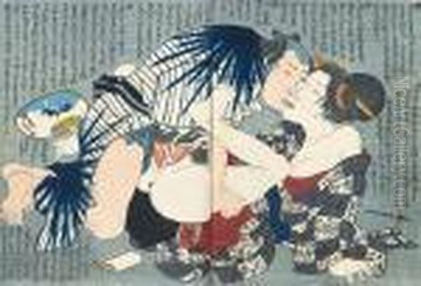 Ikuyo No Mutsugoto Oil Painting by Gototei Kunisada