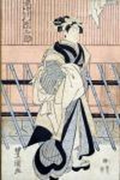 Acteur De Theatre Oil Painting by Gototei Kunisada