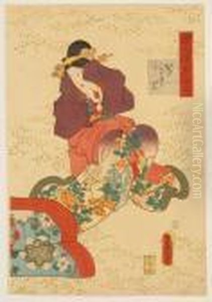 Depicting A Court Lady Oil Painting by Gototei Kunisada