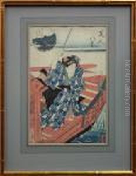 Bijin Hakkei Oil Painting by Gototei Kunisada