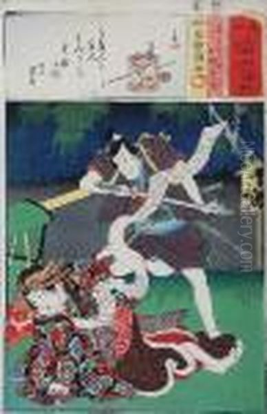 Aktorzy Teatru Kabuki Oil Painting by Gototei Kunisada